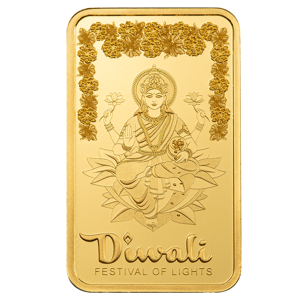 Diwali Lakshmi & Rangoli - 5g Pure Gold Bar