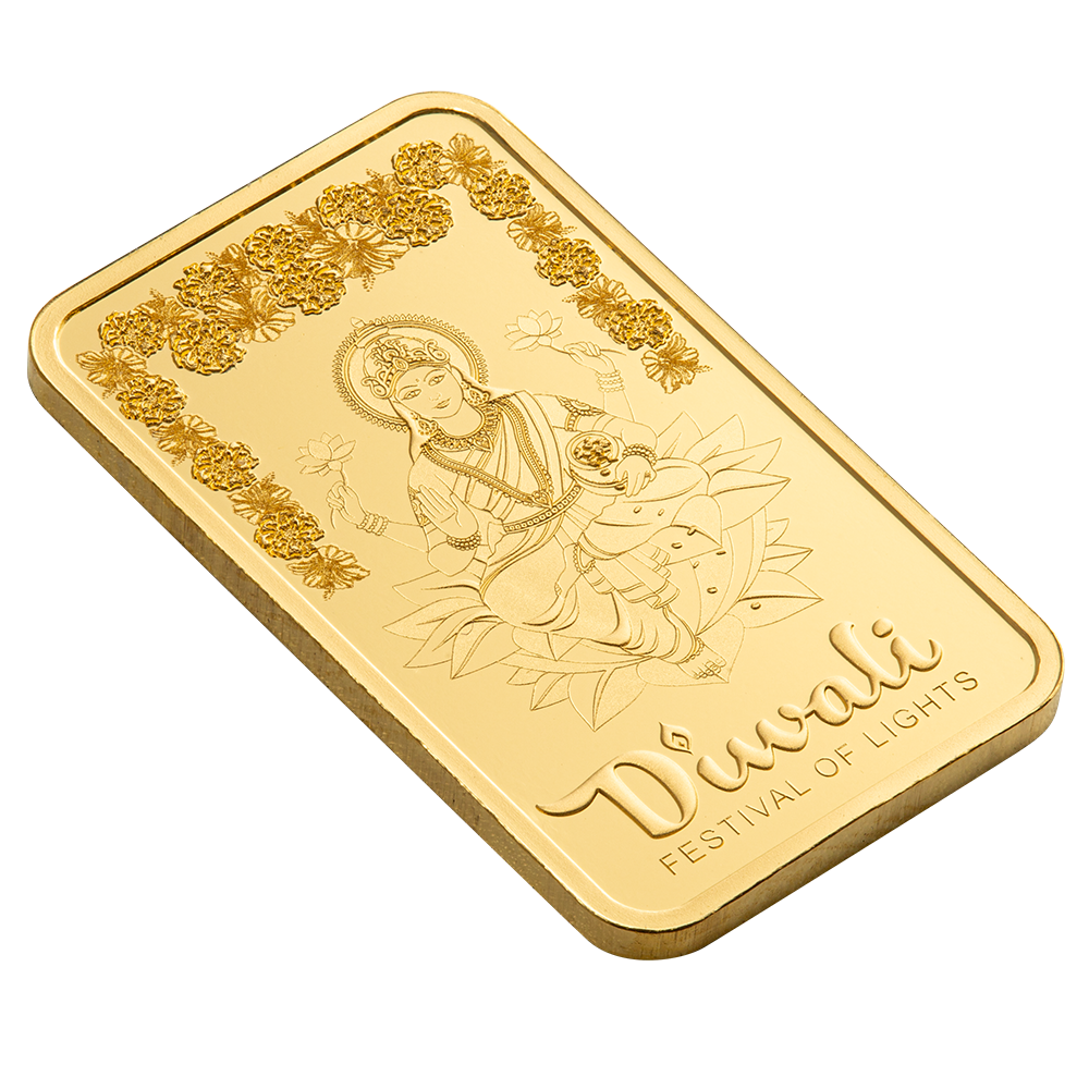 Diwali Lakshmi & Rangoli - 5g Pure Gold Bar
