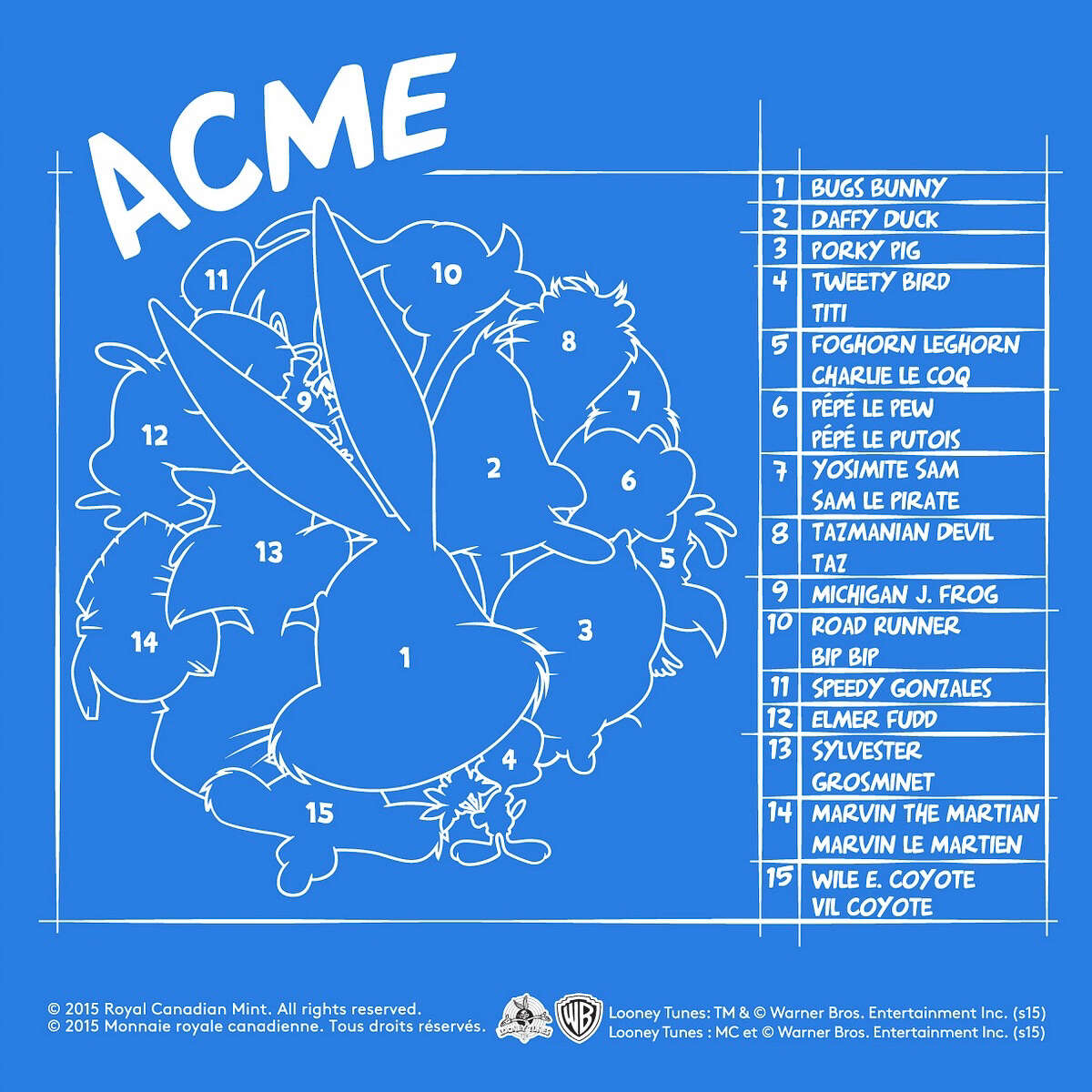 2015 $250 Looney Tunes <sup>TM</sup>: Ensemble Cast - Pure Silver Kilo Coin