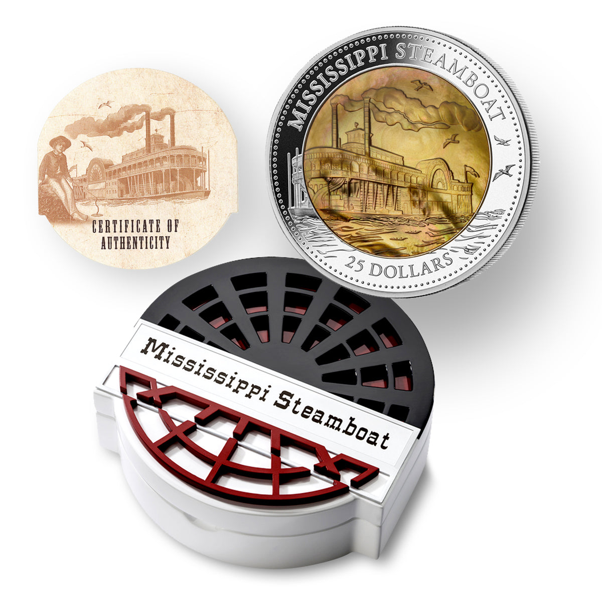2015 $25 Mississippi Steamboat - Pure Silver Coin