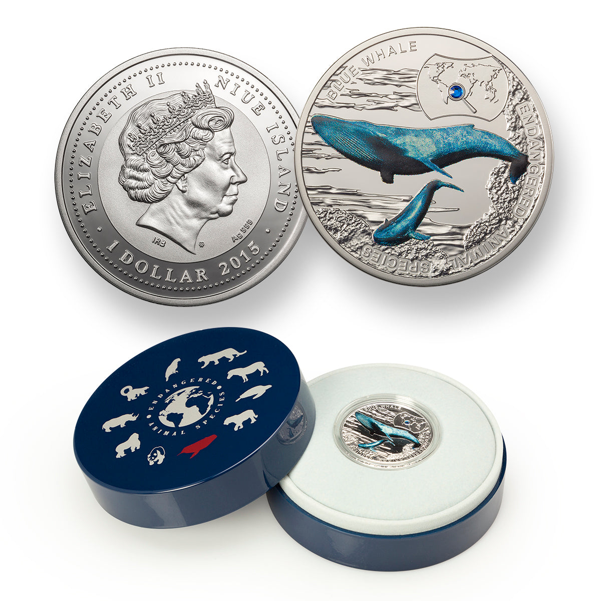2015 $1 Endangered Animal Species: Blue Whale - Pure Silver Coin