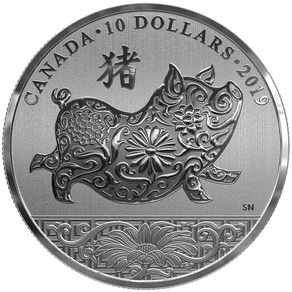 2019 $10 Lunar Year of the Pig - Fine Silver Coin