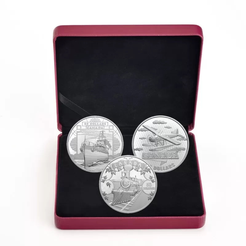 2021 $50 The First 100 Years of Confederation - Pure Silver 3 Coin Set