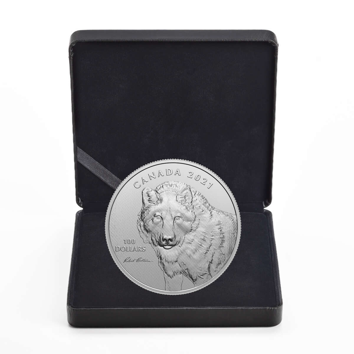 2021 $100 Wolf Sketch, By Robert Bateman - Pure Silver Coin