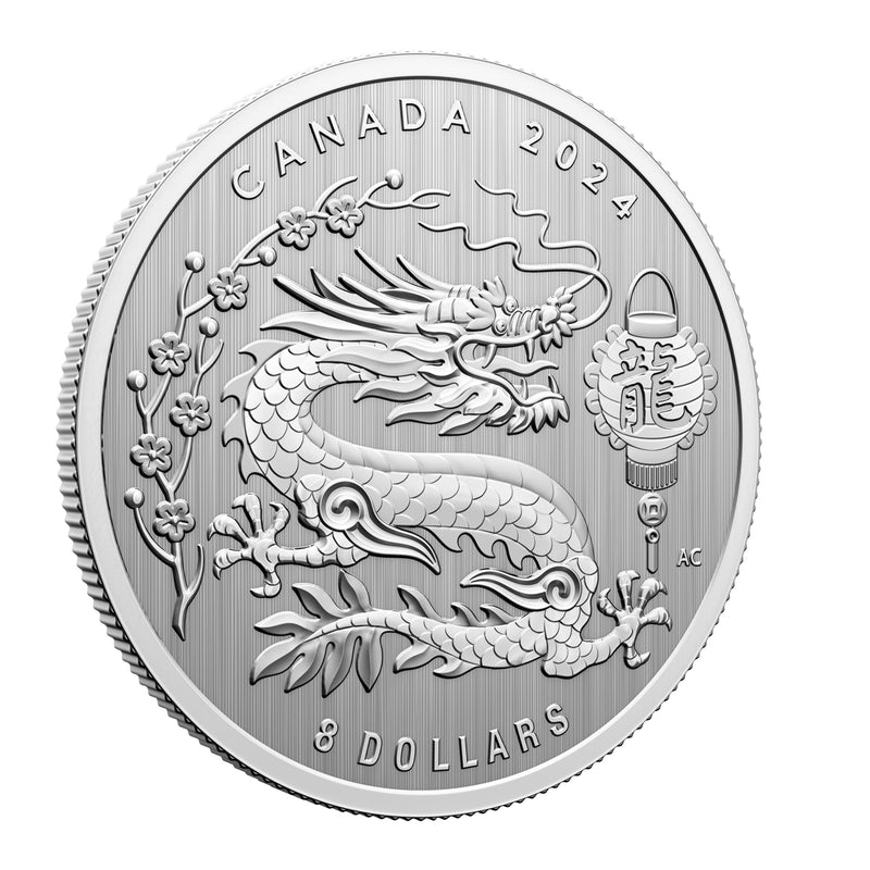 2024 $8 Lunar Year of the Dragon - Pure Silver Coin