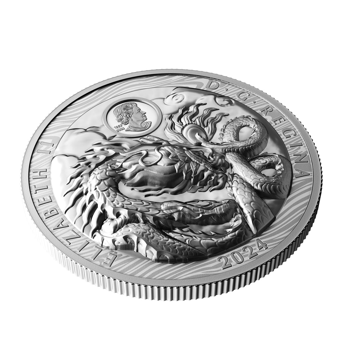 2024 $50 Year of the Dragon - Pure Silver Coin