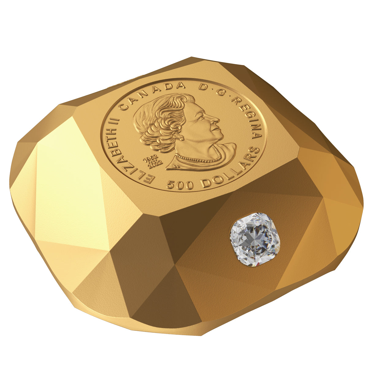 2024 $500 De Beers Ideal Cushion Diamond - Pure Gold Diamond-Shaped Coin
