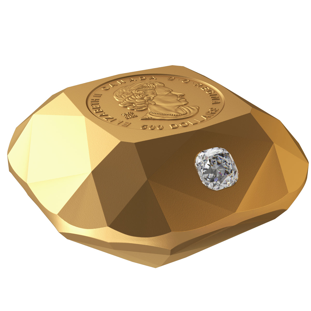 2024 $500 De Beers Ideal Cushion Diamond - Pure Gold Diamond-Shaped Coin