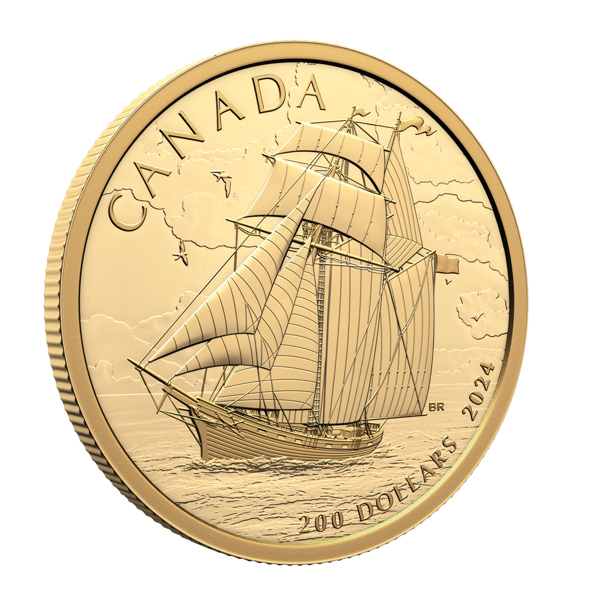 2024 $200 Tall Ships: Topsail Schooner - Pure Gold Coin