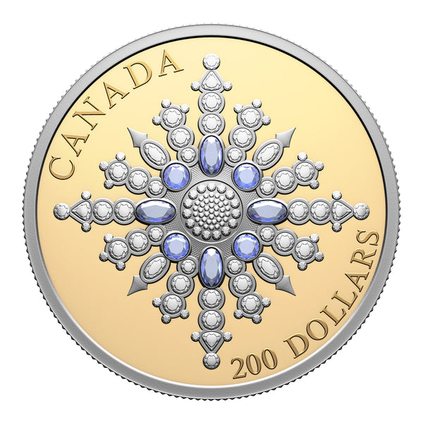 2024 $200 Sapphire Jubilee Snowflake Brooch - Pure Gold Coin