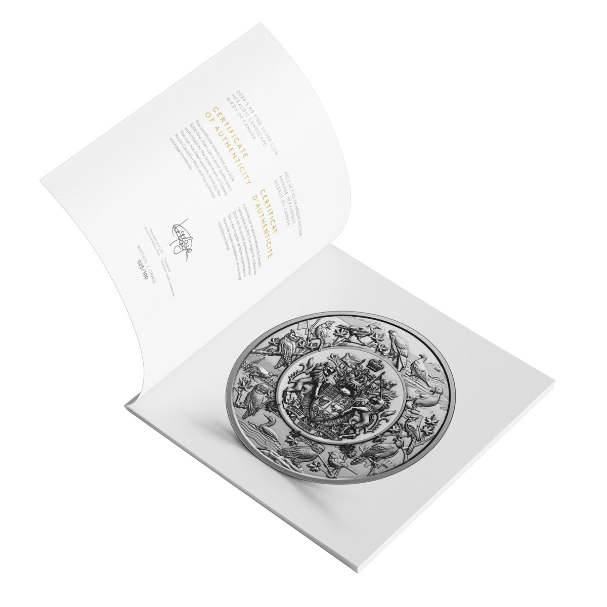 2024 $500 Heraldic Landscape: Birds of Canada - Pure Silver 5-Kilo Coin