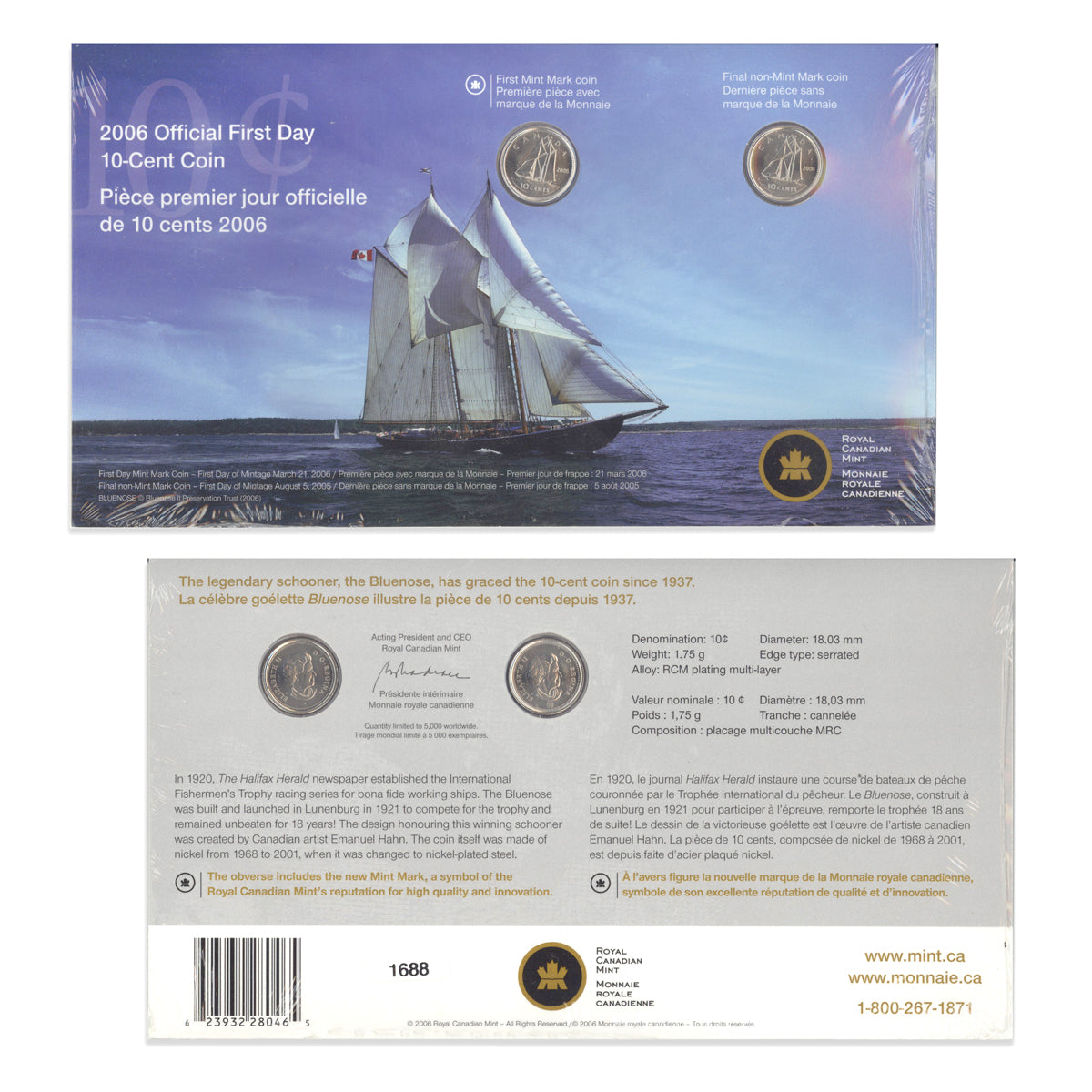 2006 10 Cent Official First Day - Coin Set