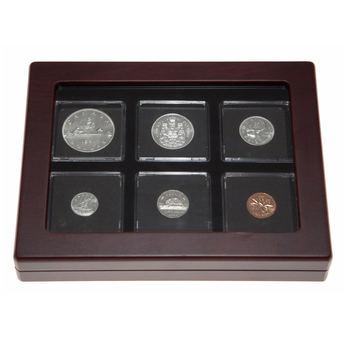 1961 Uncirculated Coin Set in Custom Mahogany Display Case