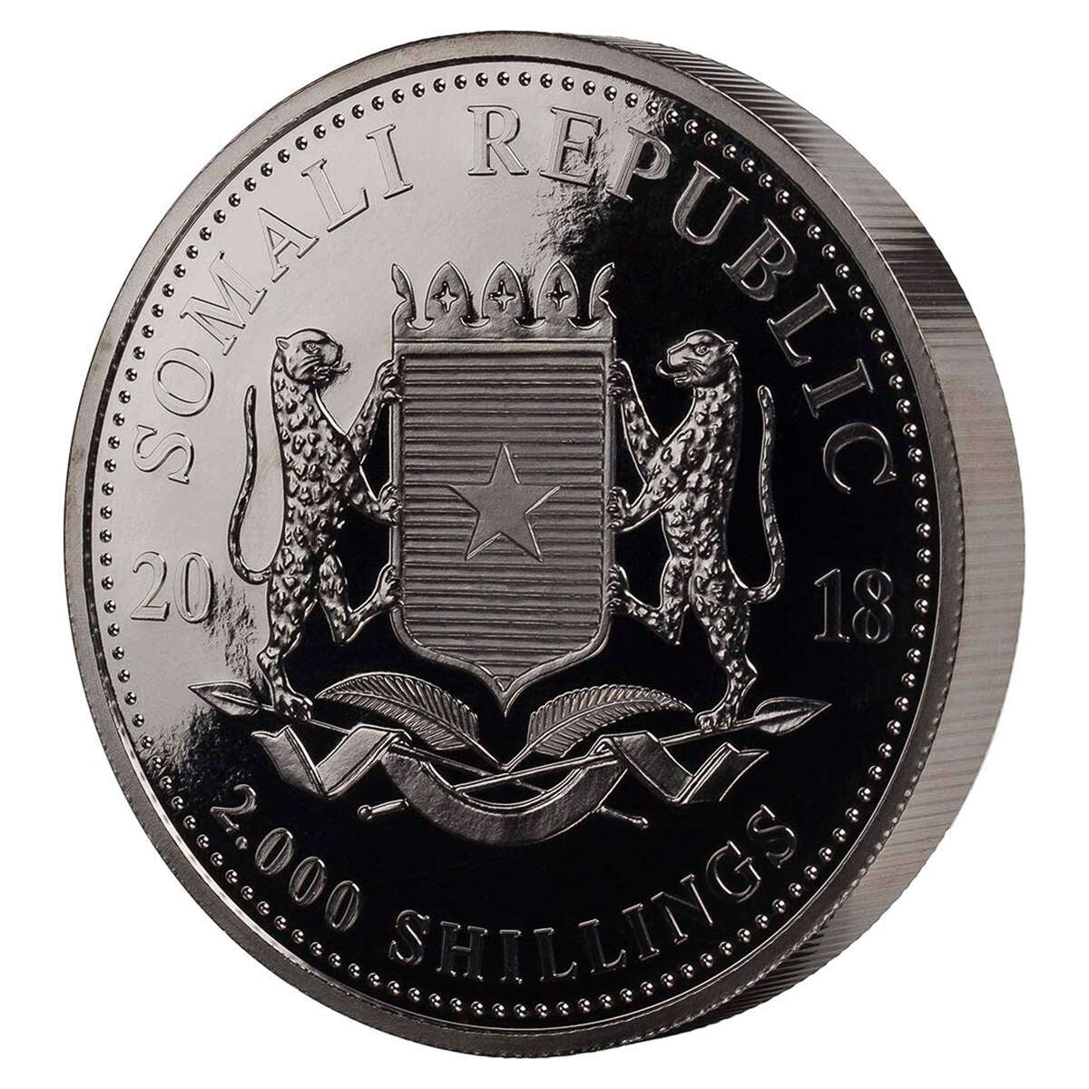 2018 2000 Schillings Golden Enigma: Somalia Elephant Kilo Coin