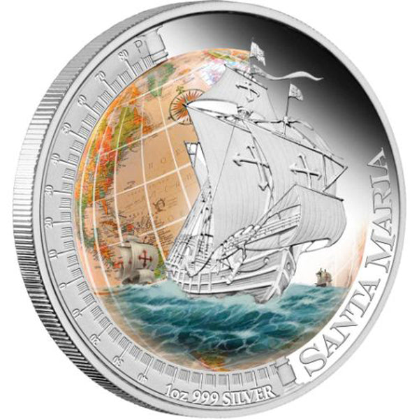 2011 $1 Ships That Changed The World: Santa Maria - Pure Silver Coin