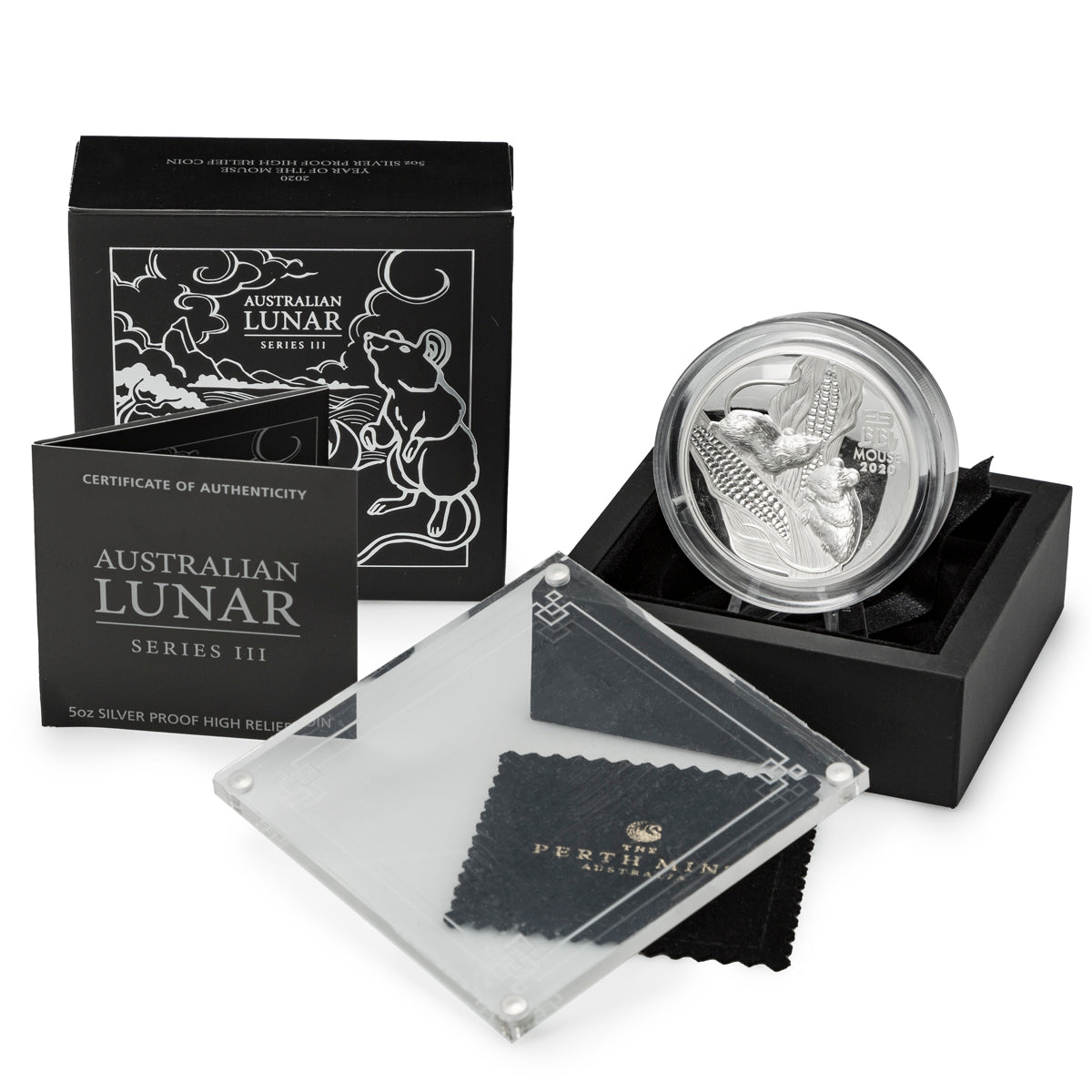 2020 $8 Australian Lunar Series III: Year of the Mouse High Relief 5 oz - Pure Silver Coin