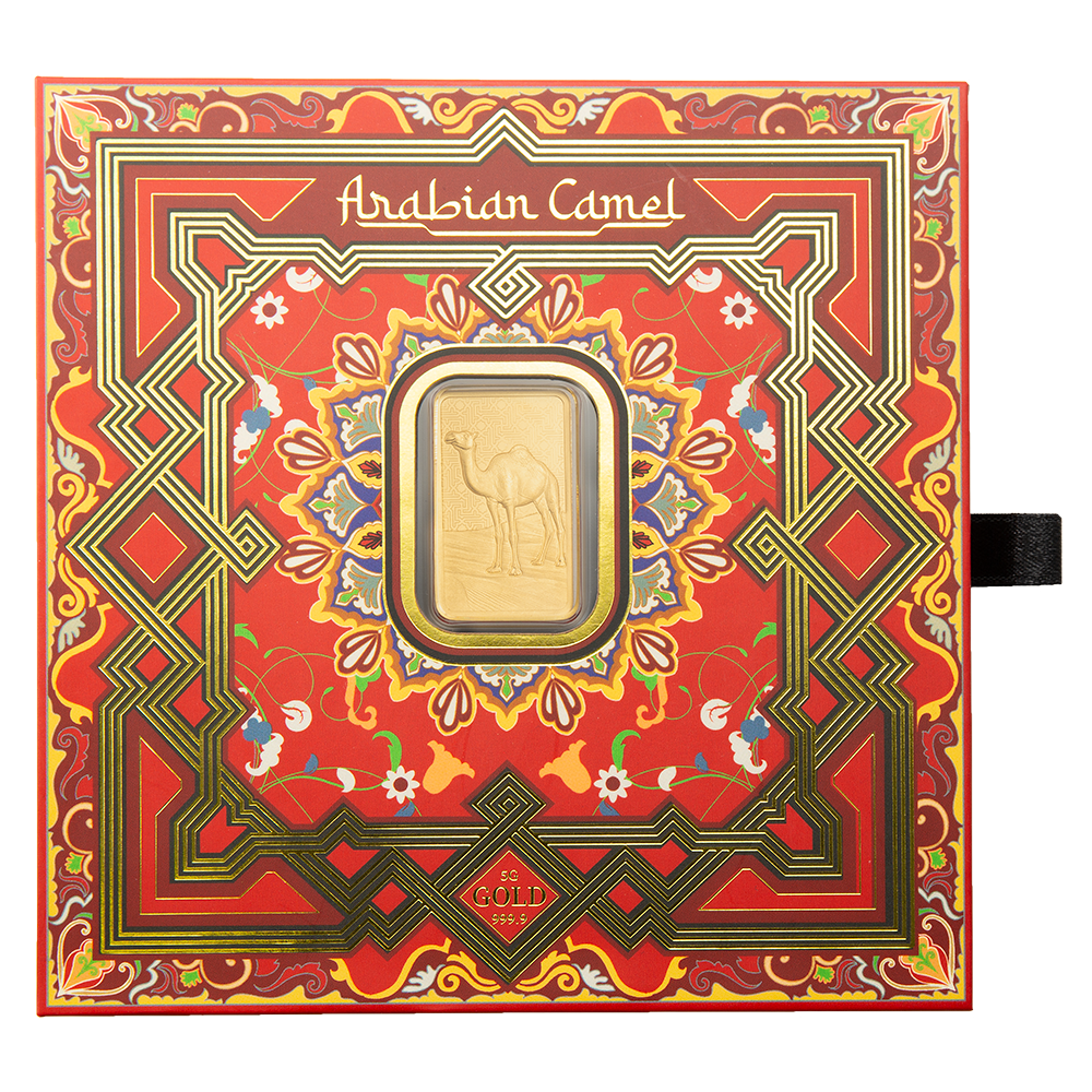 Arabian Camel - 5g Pure Gold Bar with Pendant Frame