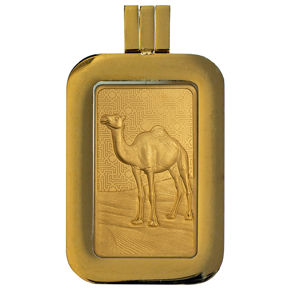 Arabian Camel - 5g Pure Gold Bar with Pendant Frame