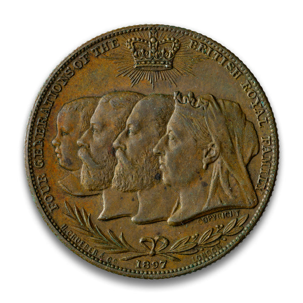 1837-1897 Four Generations of the British Royal Family - Queen Victoria Diamond Jubilee Medal