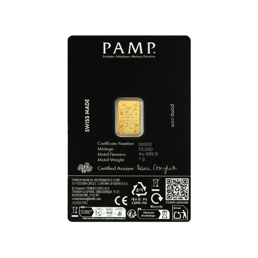 Fender® 80th Anniversary - 1g Pure Gold Bar