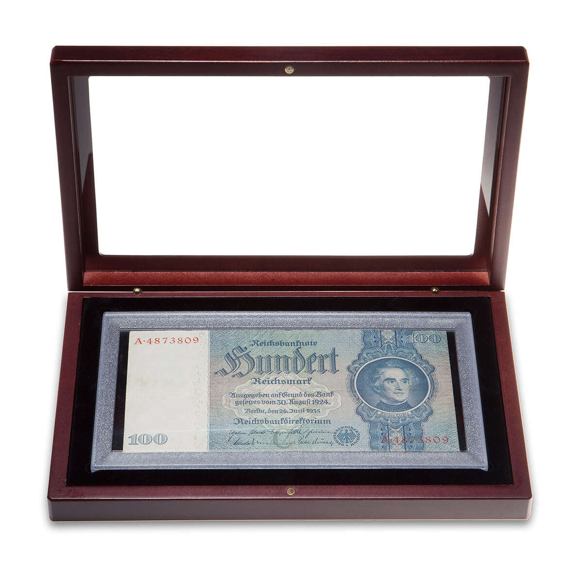 Wooden Banknote Case with Glass Lid
