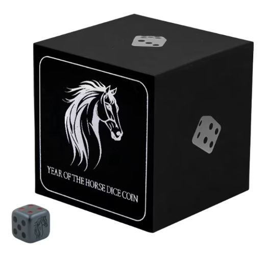 2026 $1 Lunar Horse - Pure Silver Black Antique Dice Coin