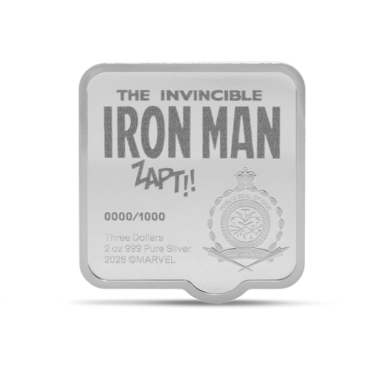 2026 $3 Marvel Smash Series: Iron Man 'ZAPT!!' - Pure Silver Coin
