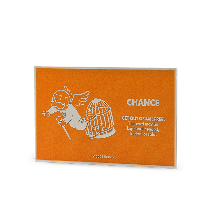 2026 $2 Monopoly Chance Cards: Get Out of Jail Free - Pure Silver Coin