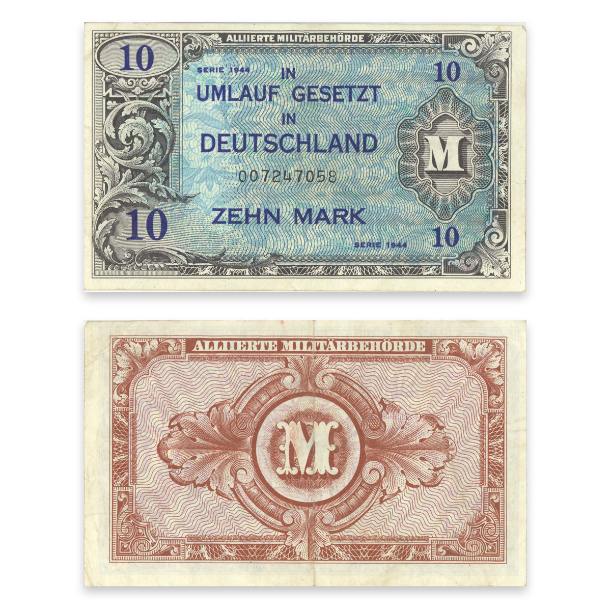 Germany - Allied Military Currency 10 Mark 1944 P# 194a VF-30