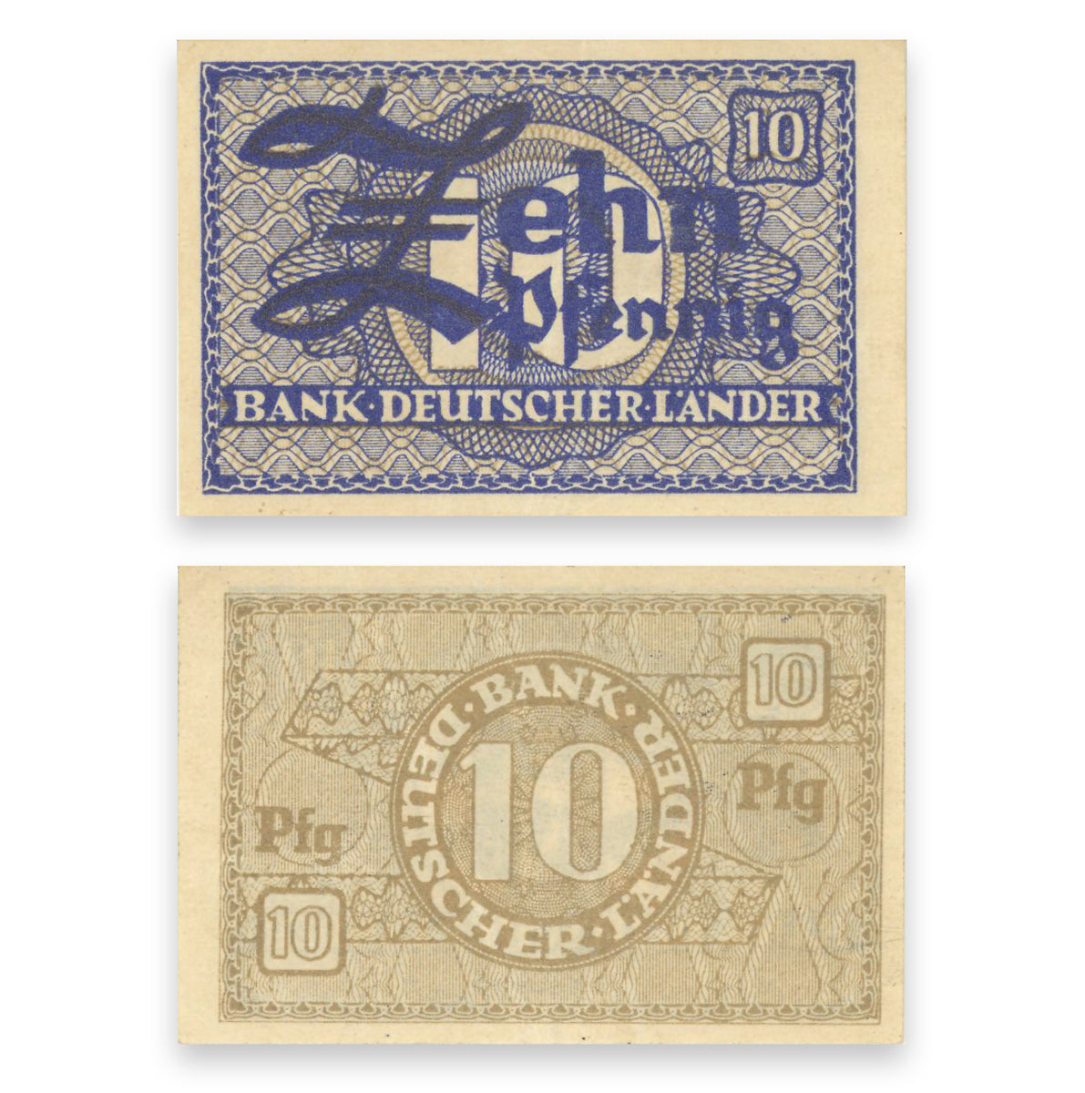Germany, Federal Republic - Bank Deutscher Länder 10 Pfennig ND (1948) P# 12 AU-55