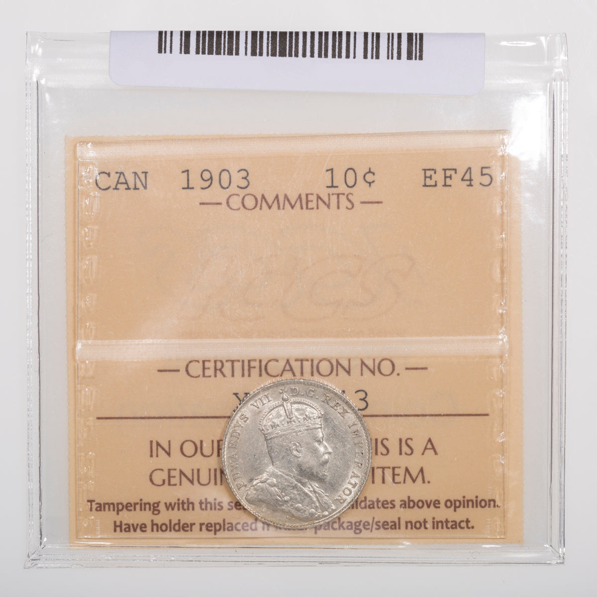 10 Cent 1903 ICCS EF-45