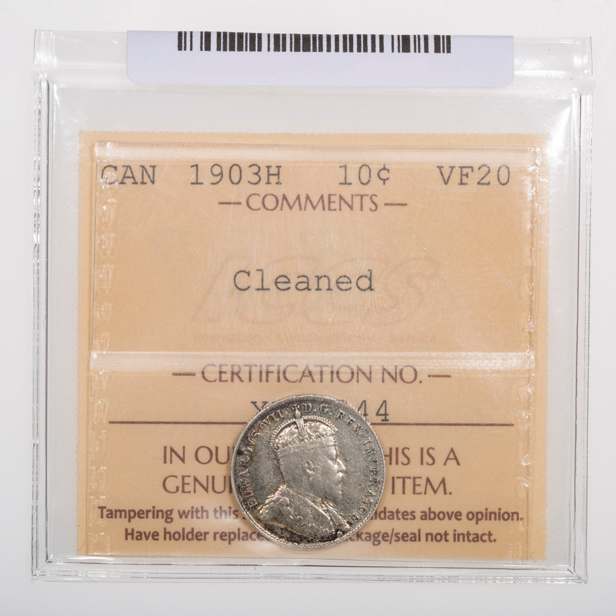 10 Cent 1903H ICCS VF-20