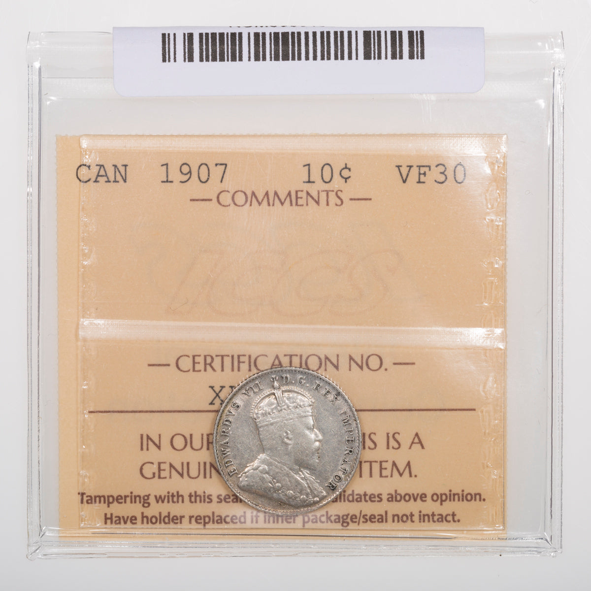 10 Cent 1907 ICCS VF-30
