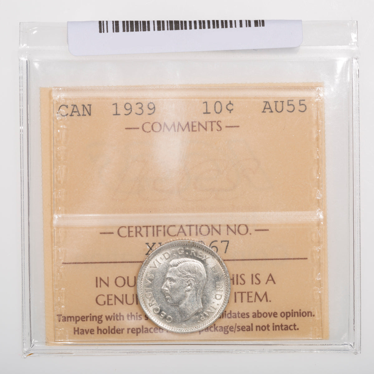 10 Cent 1939 ICCS AU-55