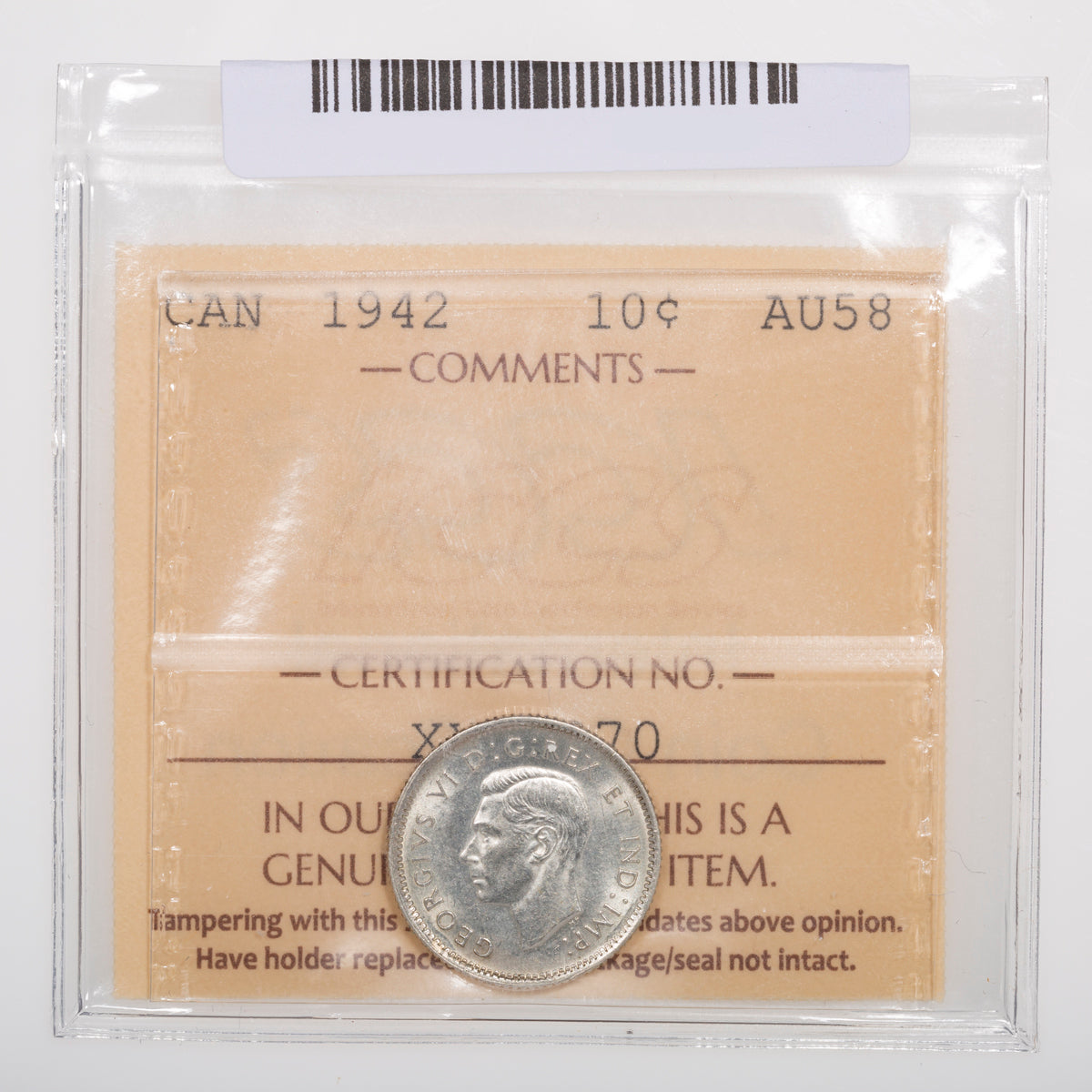 10 Cent 1942 ICCS AU-58