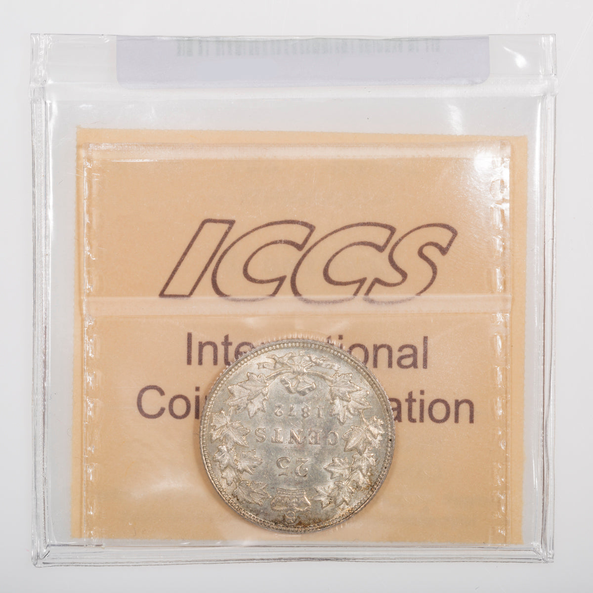 25 Cent 1872H Obverse 2 Large 2 ICCS AU-55