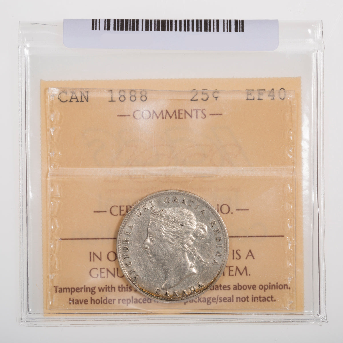 25 Cent 1888 Wide 8 ICCS EF-40