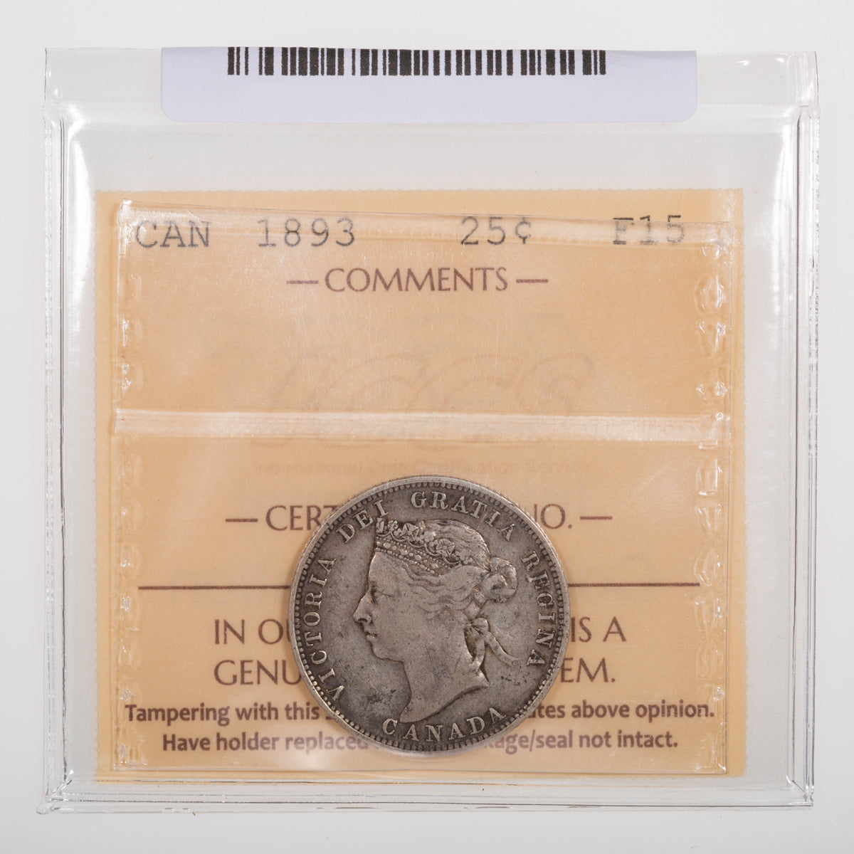 25 Cent 1893 ICCS F-15