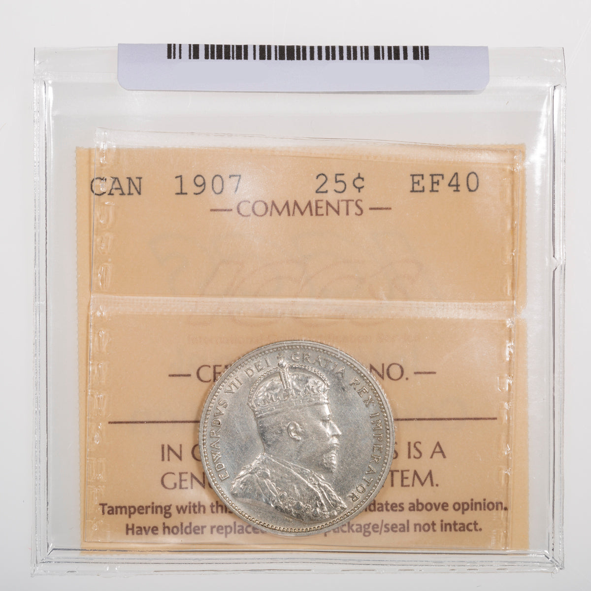 25 Cent 1907 ICCS EF-40