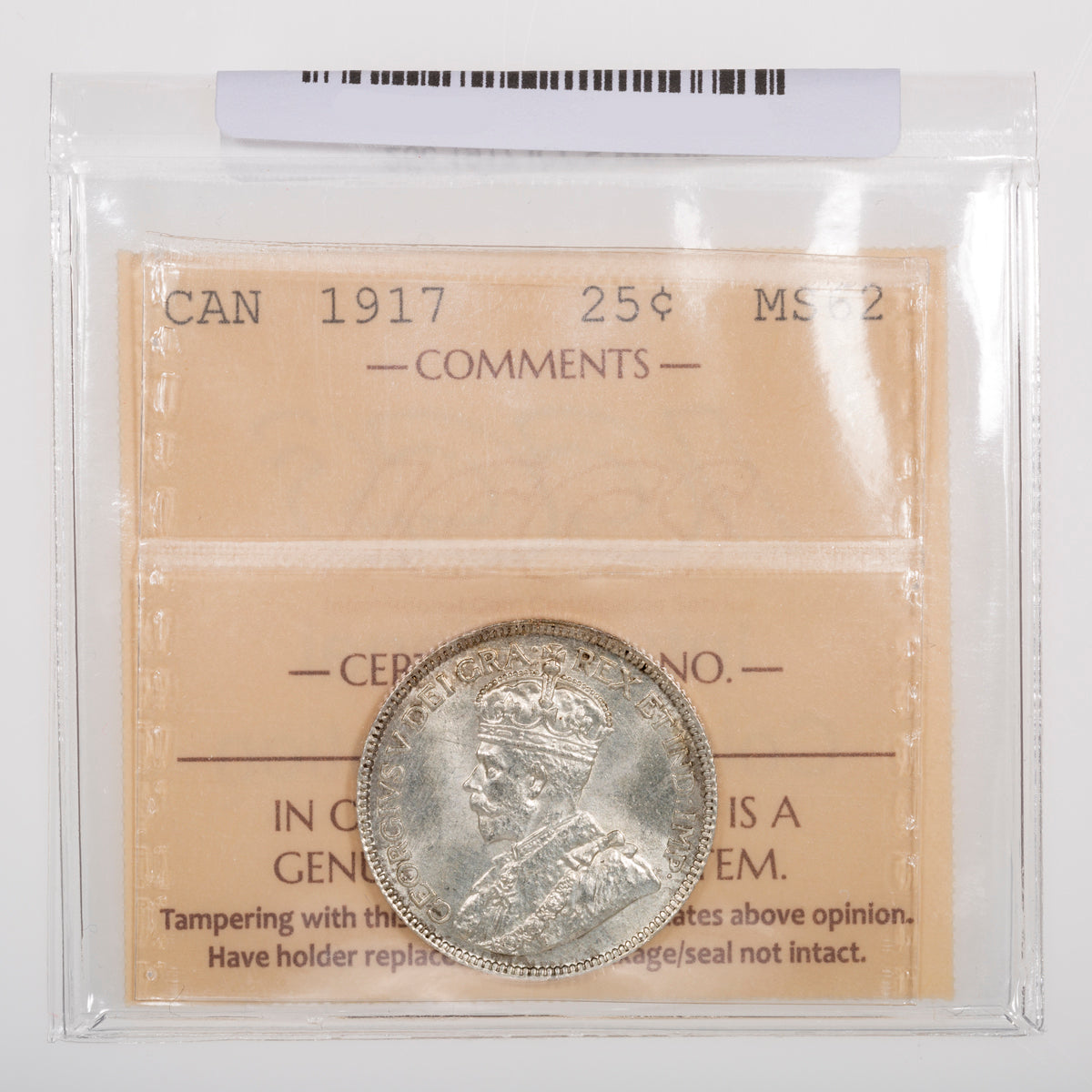 25 Cent 1917 ICCS MS-62