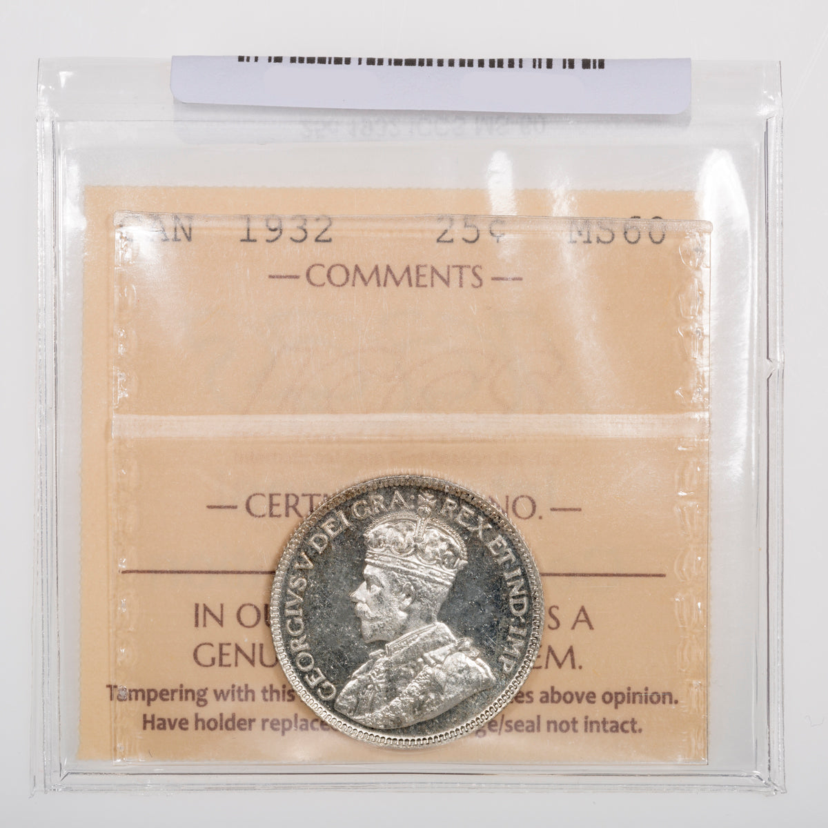 25 Cent 1932 ICCS MS-60