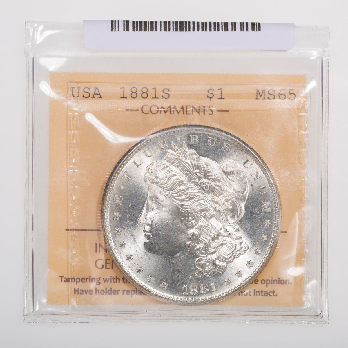 US $1 Morgan 1881S ICCS MS-65