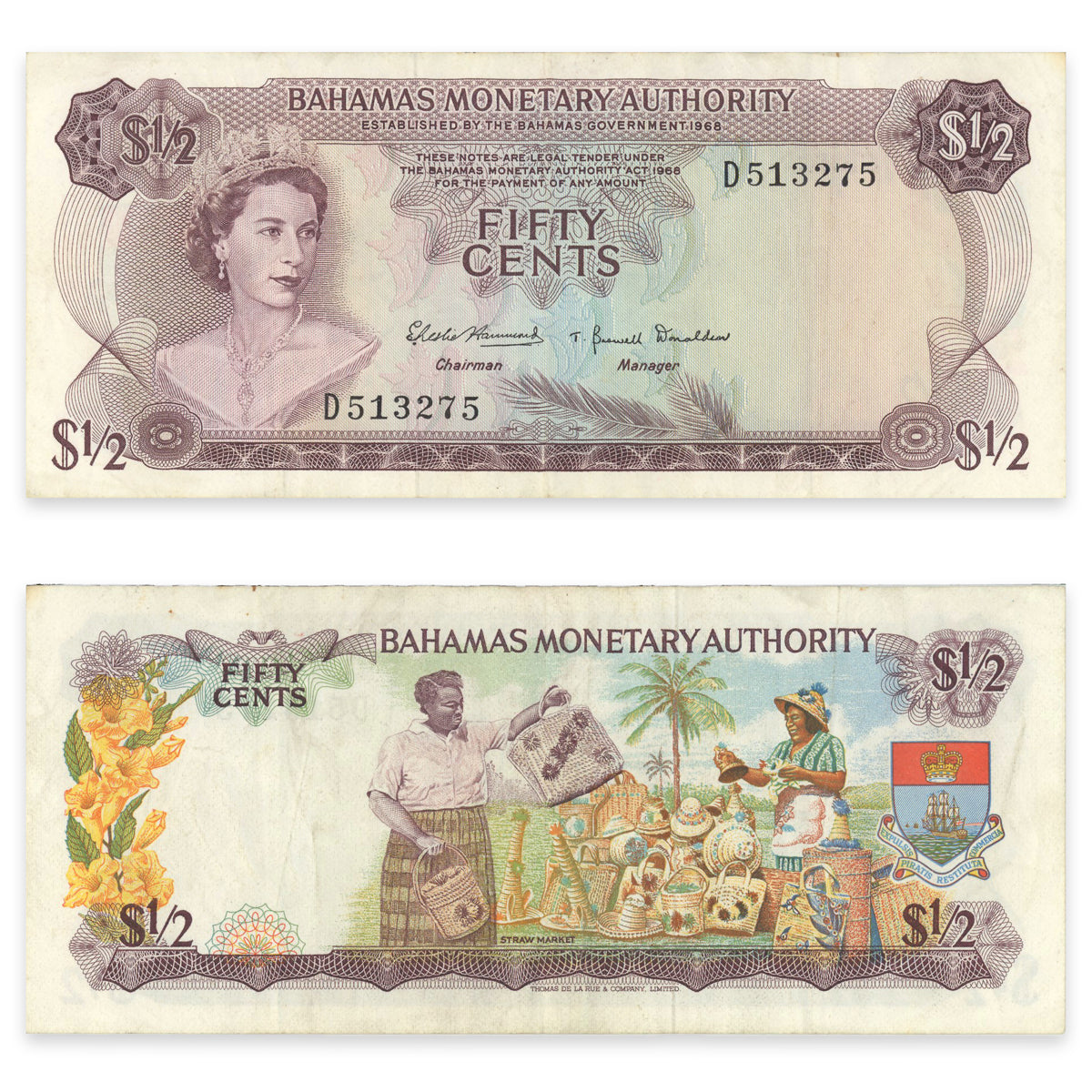 Bahamas 1/2 Dollar 1968 P# 26a VF-25