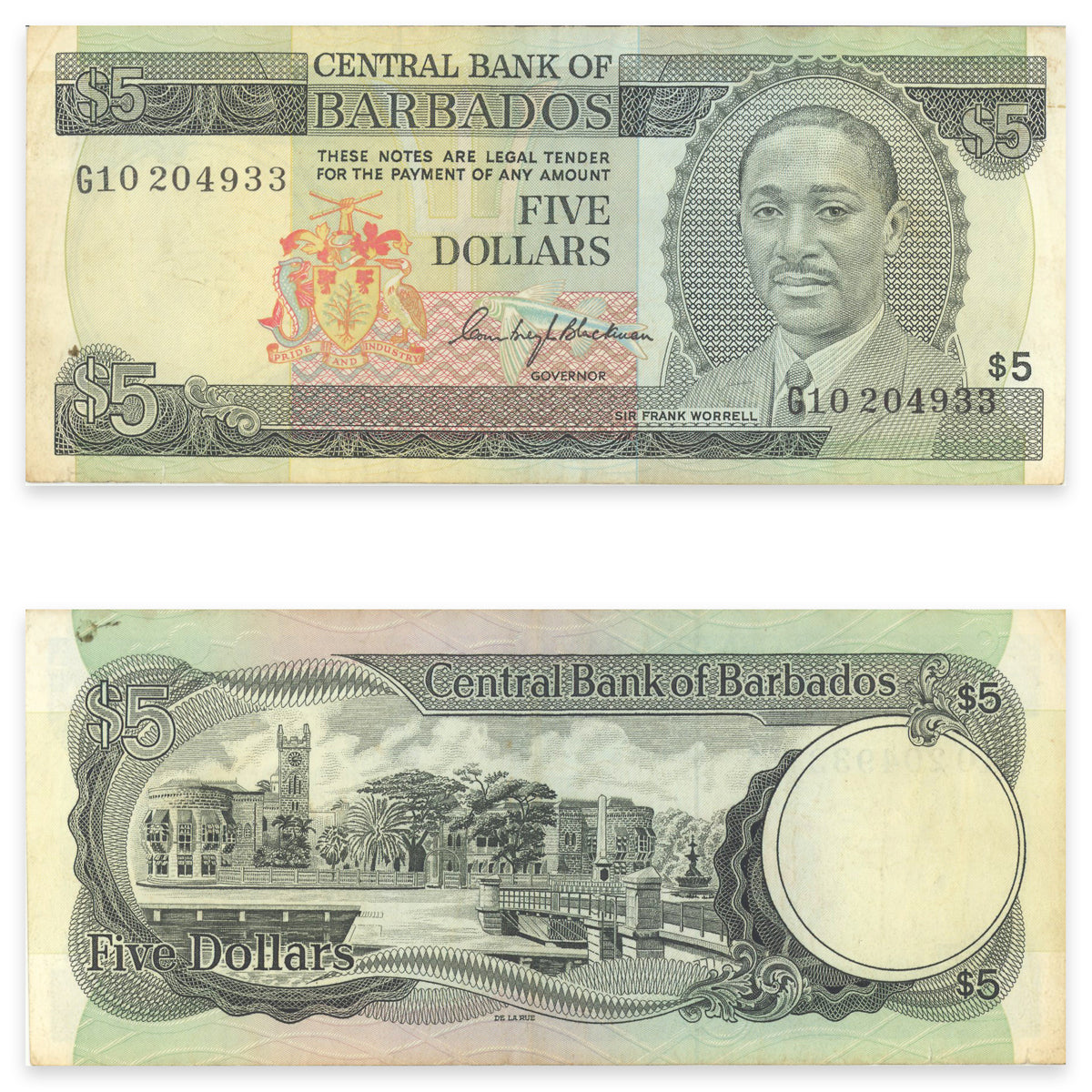 Barbados 5 Dollars 1975 P# 32a VF-25