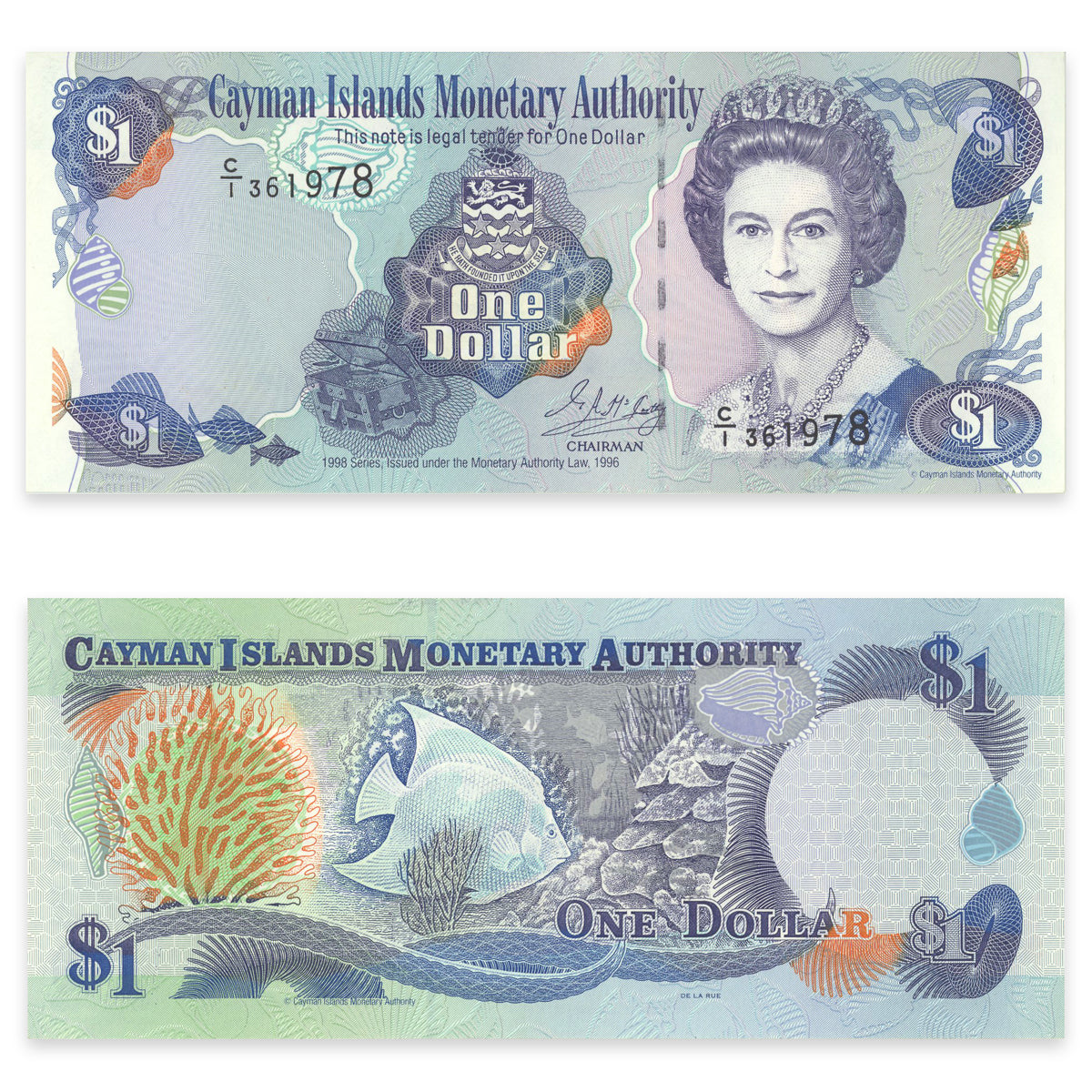 Cayman Islands 1 Dollar 1998 P# 21a AU-55