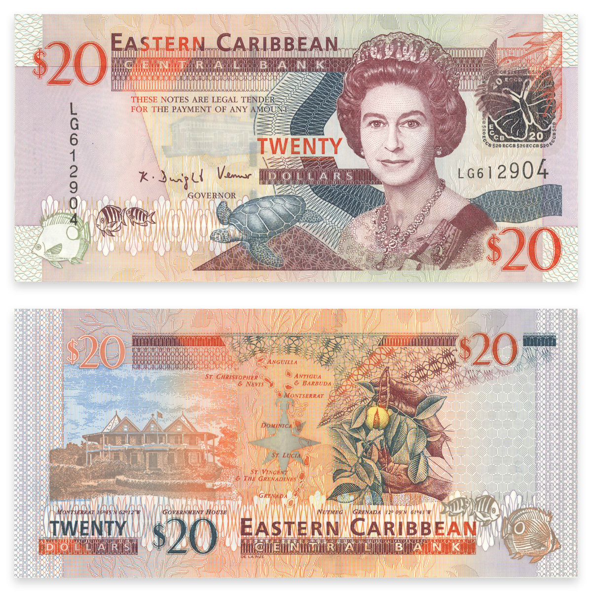 East Caribbean States 20 Dollars 2008 P# 49 UNC-60