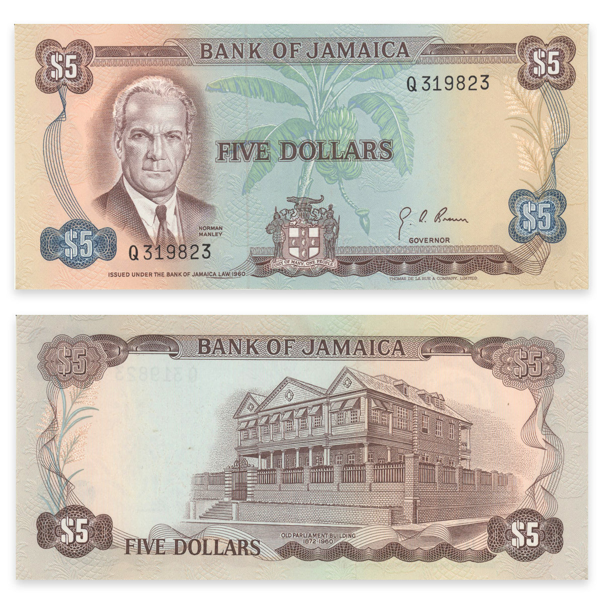 Jamaica 5 Dollars 1976 P# 61a UNC-60