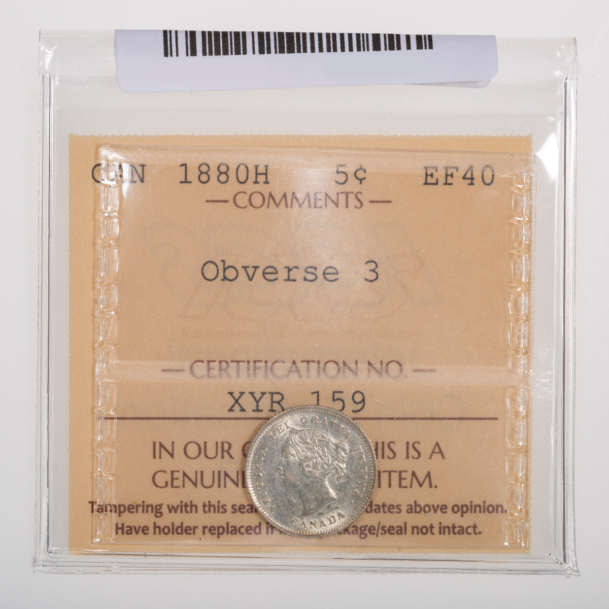 5 Cent 1880H Obverse 3 ICCS EF-40