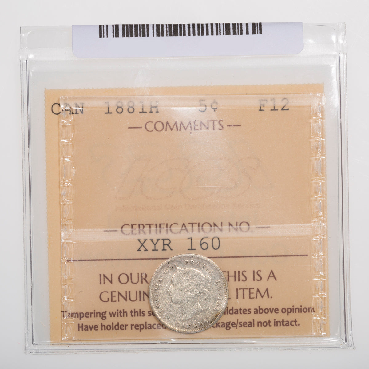 5 Cent 1881H ICCS F-12