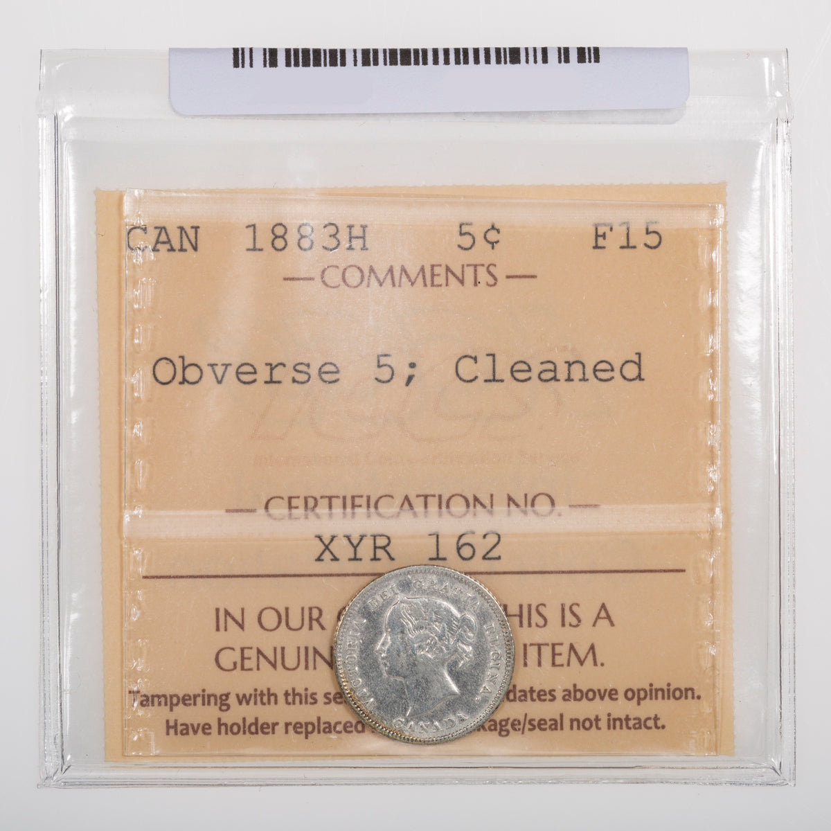 5 Cent 1883H Obverse 5 ICCS F-15